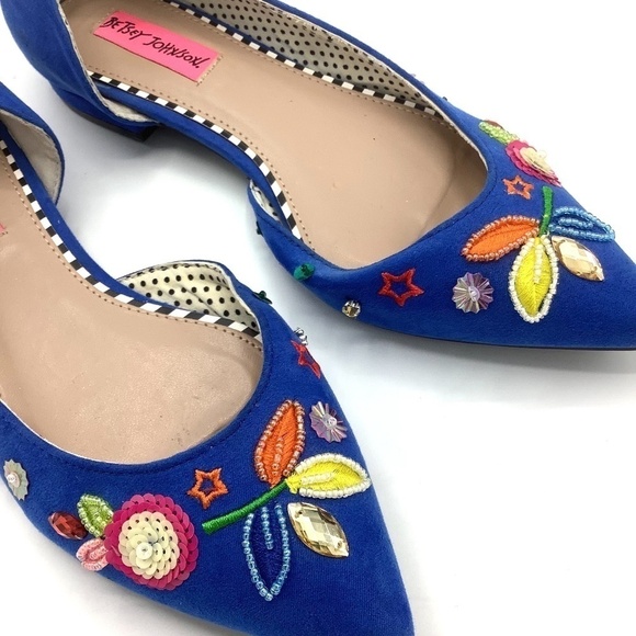 Betsey Johnson  Cypress Blue Beaded‎ Embellished Flats Size 6.5 - Picture 5 of 16